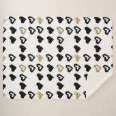 Black & Gold Hearts Pattern Sherpa Blanket Deken (Voorkant (horizontaal))