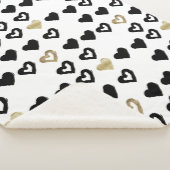 Black & Gold Hearts Pattern Sherpa Blanket Sherpa Deken (3/4)