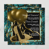 Black Gold High Heels Verjaardagsfeestje Kaart (Voorkant / Achterkant)