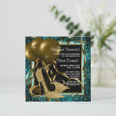 Black Gold High Heels Verjaardagsfeestje Kaart (Staand voorkant)