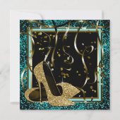 Black Gold High Heels Verjaardagsfeestje Kaart (Achterkant)