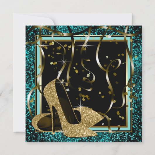 Black Gold High Heels Verjaardagsfeestje Kaart (Achterkant)