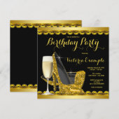 Black Gold High Heels Verjaardagsfeestje Kaart (Voorkant / Achterkant)