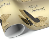 Black Gold High Heels Vrouwen 50ste Verjaardag Par Cadeaupapier (Rol Hoek)