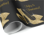 Black Gold High Heels Vrouwen 50ste Verjaardag Par Cadeaupapier (Rol Hoek)