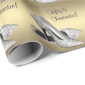 Black Gold High Heels Vrouwen 50ste Verjaardag Par Cadeaupapier (Rol Hoek)