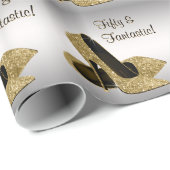 Black Gold High Heels Vrouwen 50ste Verjaardag Par Cadeaupapier (Rol Hoek)