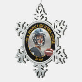 Black Gold High School Football Player Photo Tin Sneeuwvlok Ornament (Rechts)