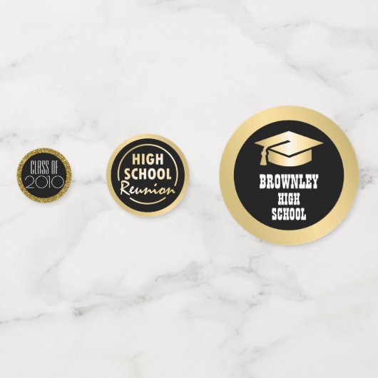 Black, Gold High School Reunion Confetti (Voorkanten)