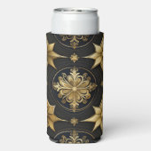 BLACK & GOLD HOLIDAY CHRISTMAS PATTERNS SELTZER BLIKJESKOELER (Seltzer Achterkant)