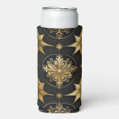 BLACK & GOLD HOLIDAY CHRISTMAS PATTERNS SELTZER BLIKJESKOELER (Seltzer Voorkant)