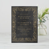 Black Gold Holly-kerstrepetitie Dinner Kaart (Staand voorkant)