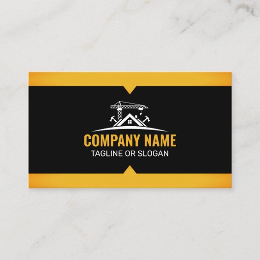 Black Gold Home Building Construction Crane Visitekaartje (Voorkant)