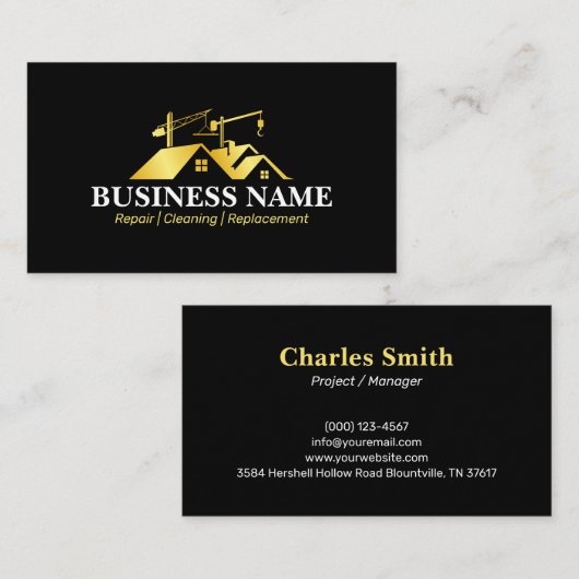 Black Gold Home Building Construction Visitekaartje (Voorkant / Achterkant)