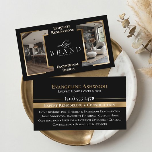 Black Gold Home Remodeling Contractor Custom Logo Visitekaartje