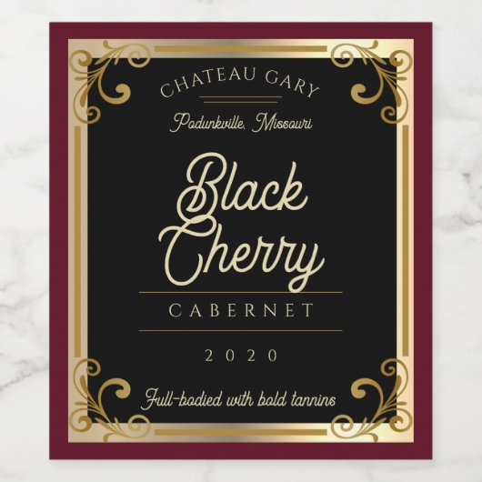 Black gold homemade wine personalized wine label wijn etiket (Enkel label)