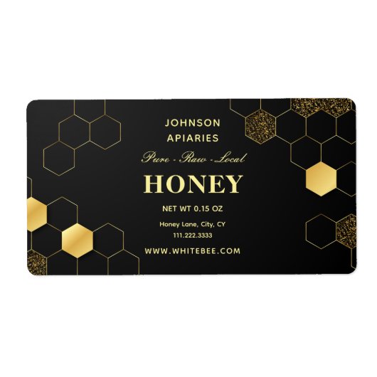 Black Gold Honey Minimalistisch label (Voorkant)