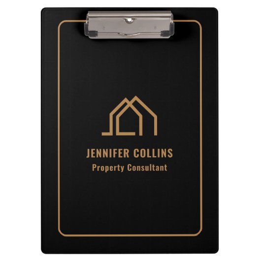 Black Gold House Logo Vastgoed klembord (Voorkant)