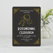 Black Gold Housewarming Invitation Editable Kaart (Staand voorkant)