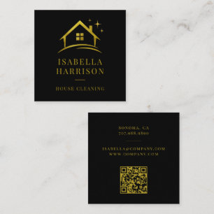Black Gold Huishoudelijke Schoonmaak QR Code Vierkante Visitekaartje