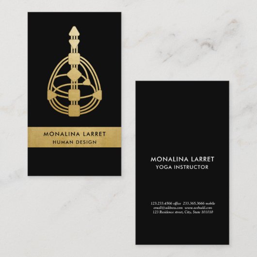 Black Gold Human Design Body Graph Visitekaartje (Voorkant / Achterkant)