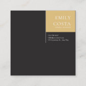 Black Gold Hydrangea Floral Geometric Modern Vierkante Visitekaartje (Achterkant)