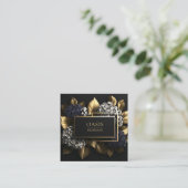 Black Gold Hydrangea Floral Geometric Modern Vierkante Visitekaartje (Staand voorkant)