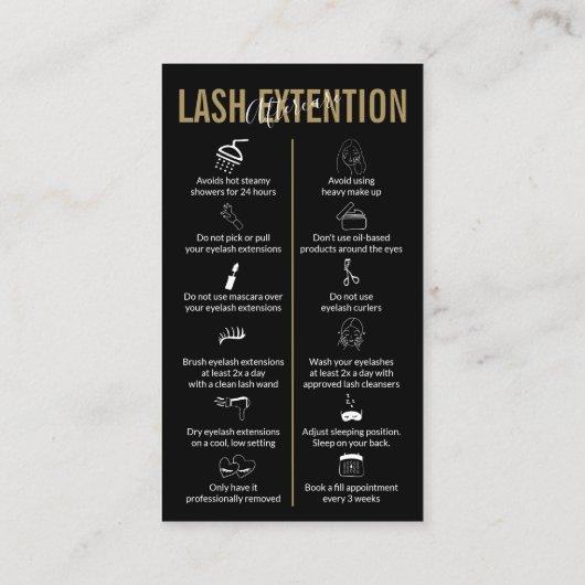 Black Gold Icon Make-up Lash Extension Nazorg Visitekaartje (Achterkant)