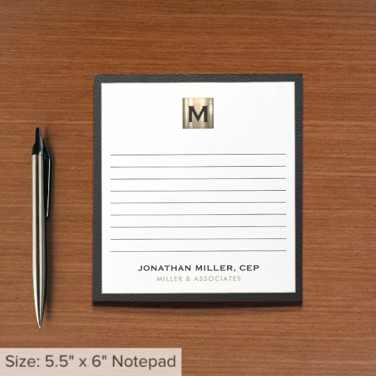 Black Gold Initiaal Logo Notitieblok
