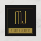 Black Gold Initiaal Monogram Social Media QR Code Vierkante Visitekaartje (Voorkant)