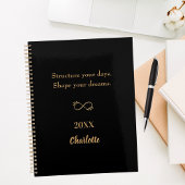 Black gold inspirational quote 2026 planner