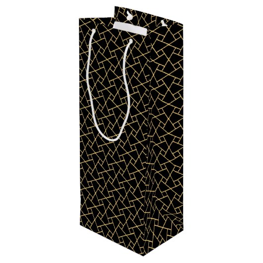Black Gold Islamic Pattern Custom Wine Gift Bag Wijn Cadeautas (Achterkant Gekanteld)