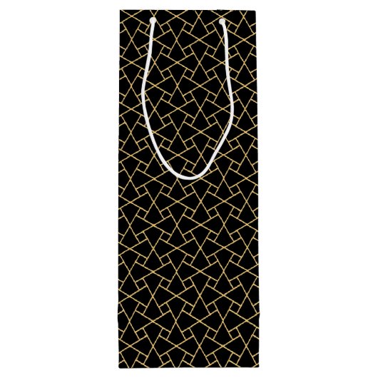 Black Gold Islamic Pattern Custom Wine Gift Bag Wijn Cadeautas (Achterkant)