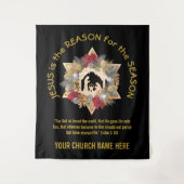 Black Gold JESUS IS DE REDEN VAN Kerstmis Wandkleed (Voorkant)