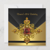 Black Gold  Jewel 30th Birthday Party Kaart (Voorkant)