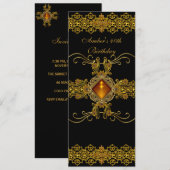 Black Gold  Jewel 40th Birthday Party Kaart (Voorkant / Achterkant)