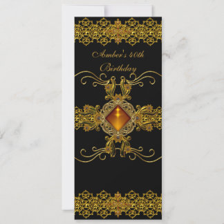 Black Gold  Jewel 40th Birthday Party Kaart