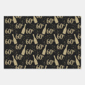 Black Gold Jeweled Champagne 60th Celebration Inpakpapier Vel (Voorkant)
