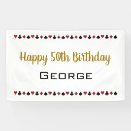 Black Gold Kaart Suits Las Vegas Casino Verjaardag Spandoek