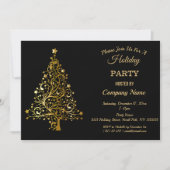 Black Gold kerstboom Corporate Holidparty Kaart (Voorkant)