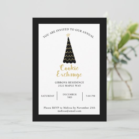 Black Gold kerstboom Koekjesruil Kaart (Staand voorkant)