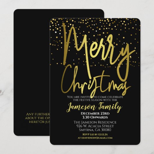Black Gold Kerstfeest Kaart (Voorkant / Achterkant)
