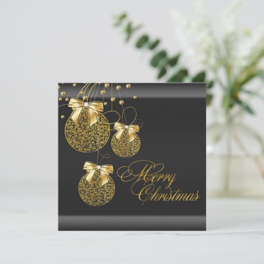 Black Gold Kerstfeest Kaart (Staand voorkant)
