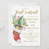 Black Gold KerstFloral Sock Jingle en Mingle Kaart (Voorkant)