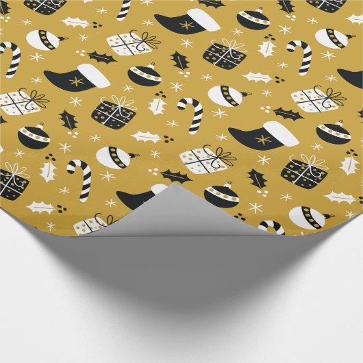  Black Gold kerstvakantie Cadeaupapier (Hoek)