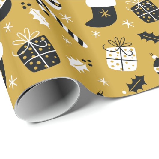  Black Gold kerstvakantie Cadeaupapier (Rol Hoek)