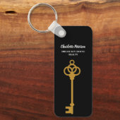 Black & Gold Key Real Estate Agent Sleutelhanger (Voorkant)