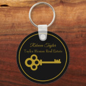 Black Gold Key Vastgoedbedrijf Custom Realtor Sleutelhanger (Voorkant)