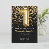 Black Gold Kinder Girl 1e verjaardag Kaart (Staand voorkant)