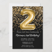 Black Gold Kinder Girl 2e verjaardag Kaart (Voorkant)